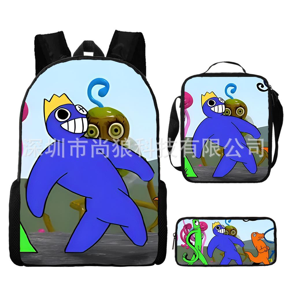 Rainbow Friends Rainbow Friends Student School Bag Digital Printed Oxford Cloth Backpack Satchel Pencil Case
