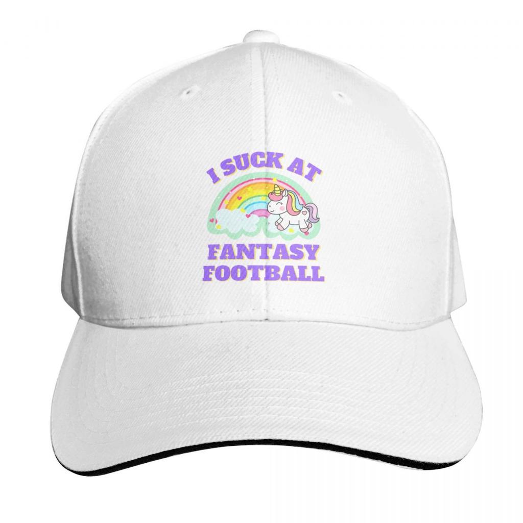 I Suck At Fantasy Football Unicorn Rainbow Loser PunishUnisext Baseball Cap Kids Hat Luxury Unisex Hat Golf Women Unisexs