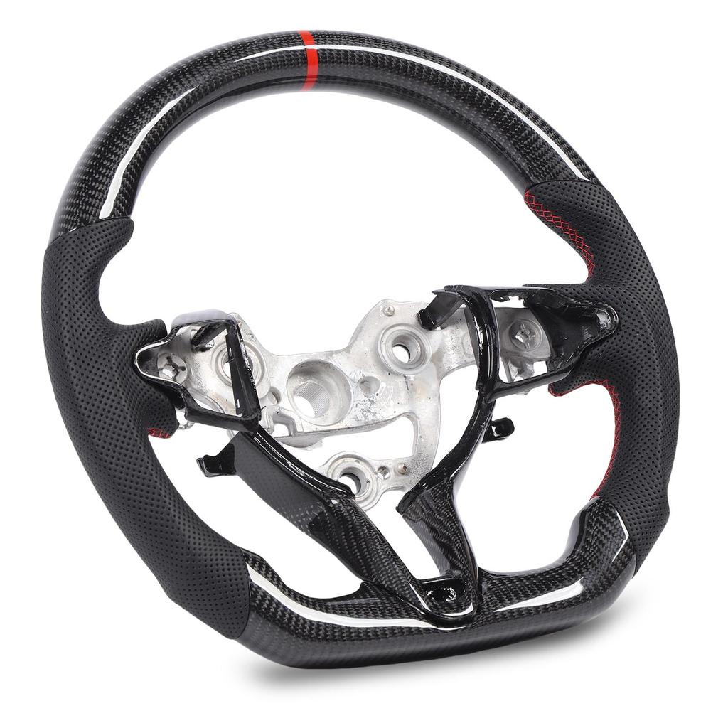 Carbon Fiber Steering Wheel Perforated Leather With Button Trims Replacement for I30 N 2018 and After