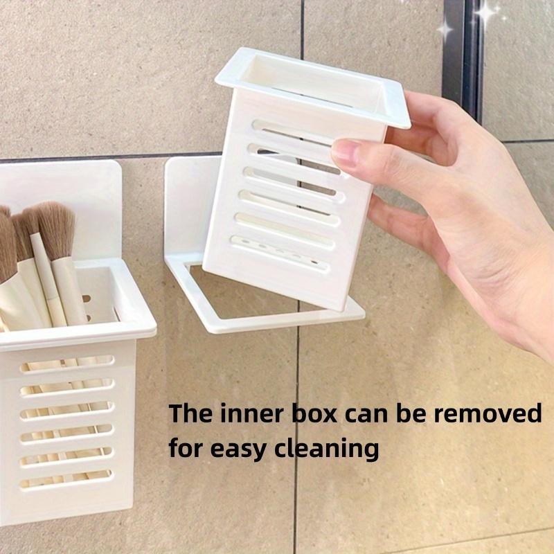 3pc Multifunctional Bathroom Storage Organizer Wall-Mounted No-Drill Dorm Caddy with Toothbrush Toothpaste Holder.
