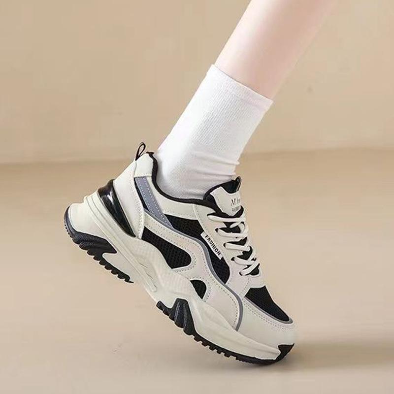 Dad Shoes Women's Spring New Thick Bottom All-Match Travel Casual Breathable Mesh Surface Increased Running Sneaker Women