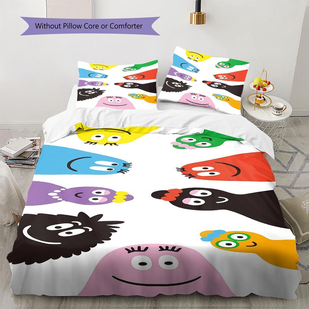 The Barbapapa Family Pattern Bedding Home Decoration Birthday Gift ( 1 Duvet Cover + 2 Pillowcase, Without Core),fan Merchandise.