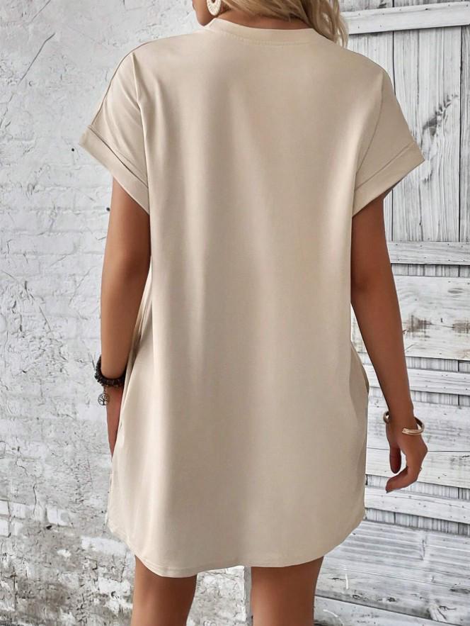 European and American Casual Batwing Sleeve Dress with Invisible Pockets (2024)