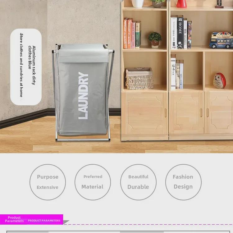 Foldable Aluminum Frame Clothes Basket - Convenient Home Fabric Storage