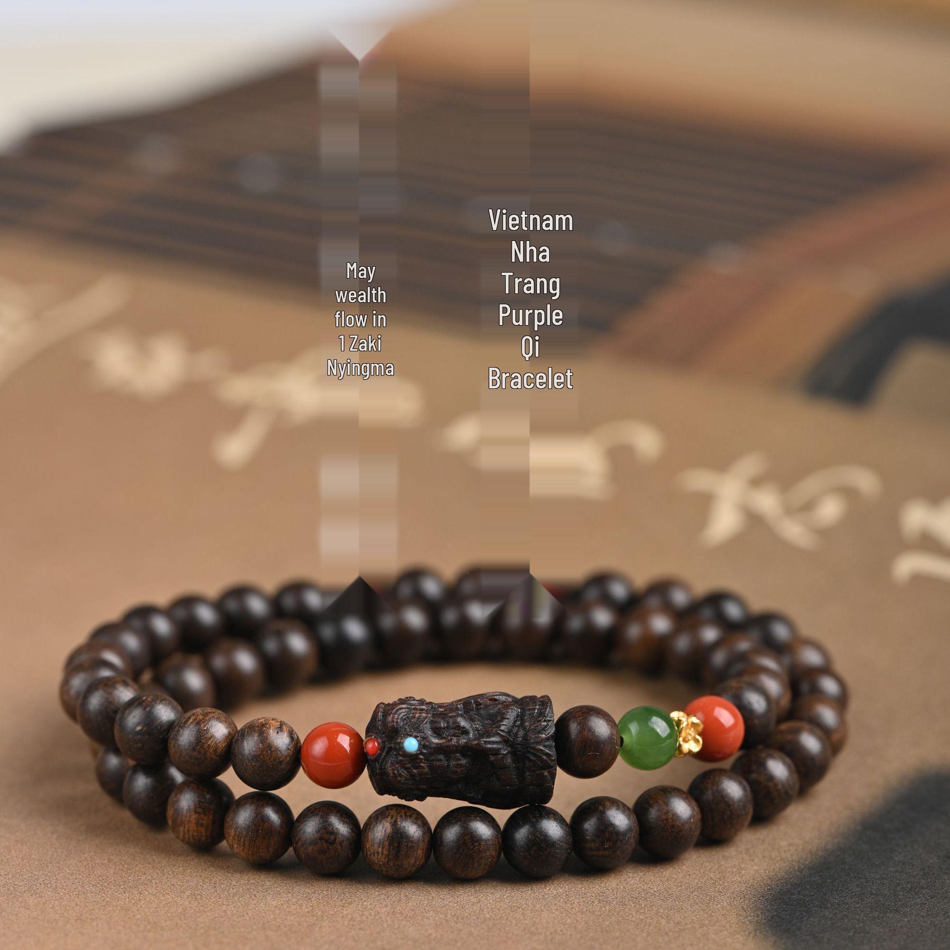 

Goddess of Wealth: Nha Trang Purple Agarwood Bracelet with Zaki Charm 6mm