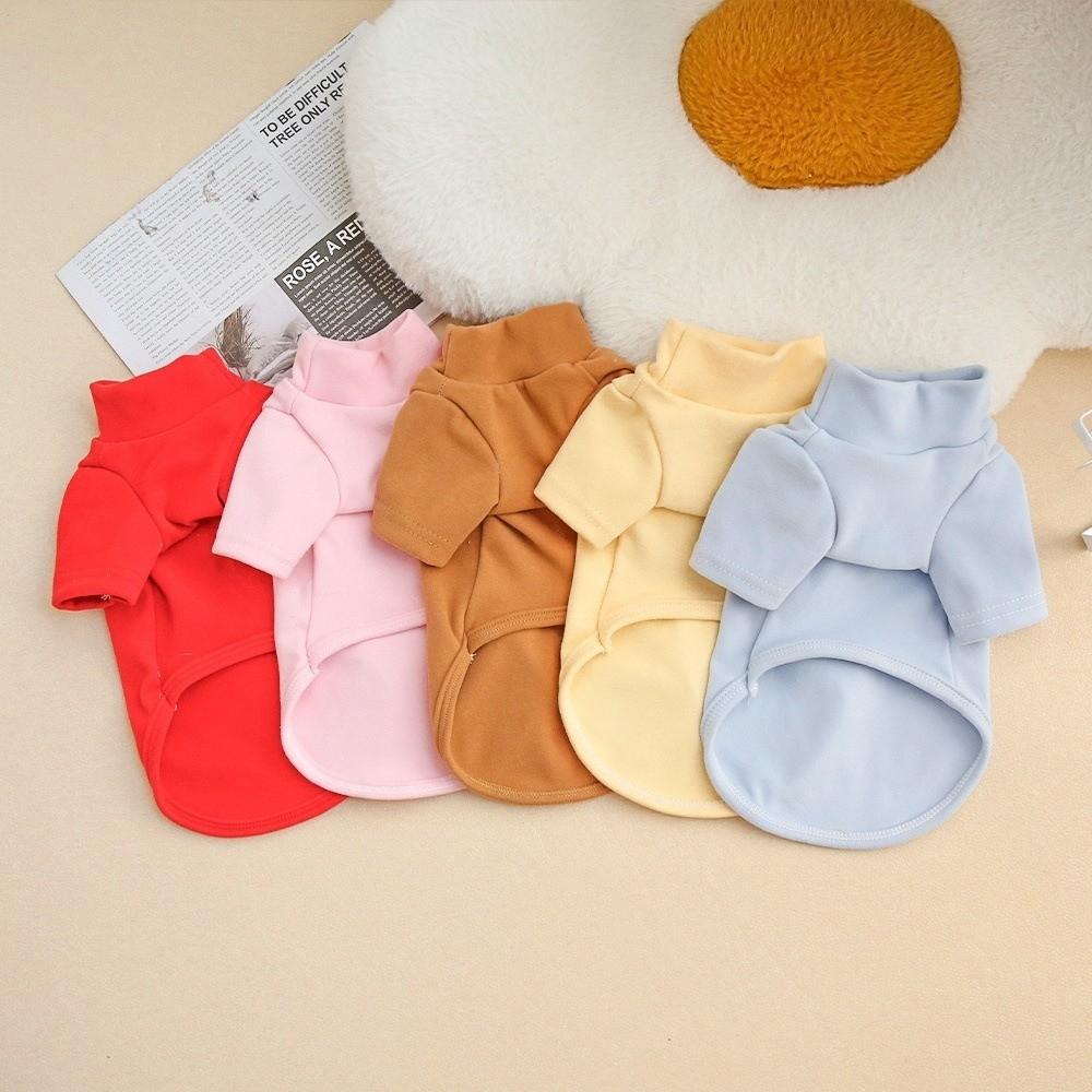 New Solid Color Puppy Hoodie Soft Cotton 2-leg Style Dog Warm Hoodie Simple Design High-Neck Sweatshirt Pet Clothing