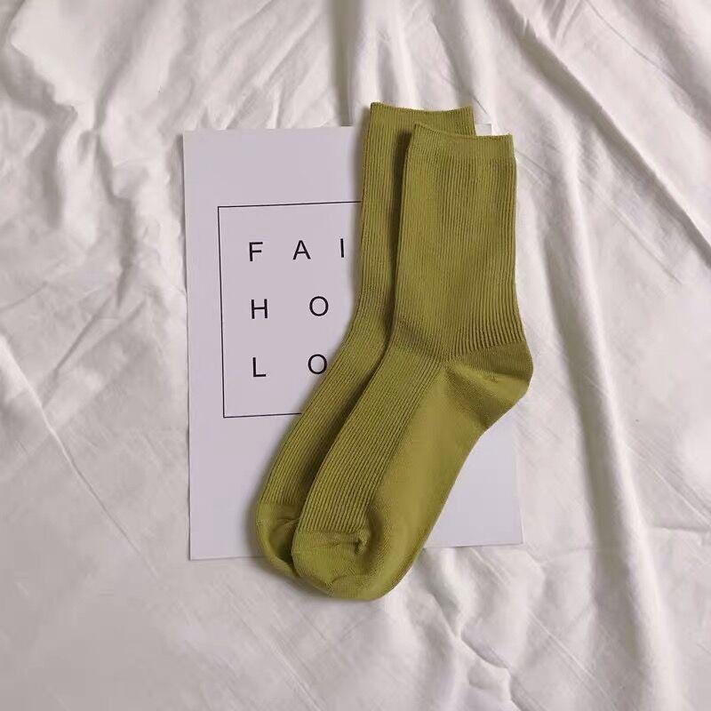 Colorful Harajuku Retro Women Lady Cotton Socks Fluorescent  Neon Color Korean Purple Yellow Pink Designer Skateboard Cool Cute