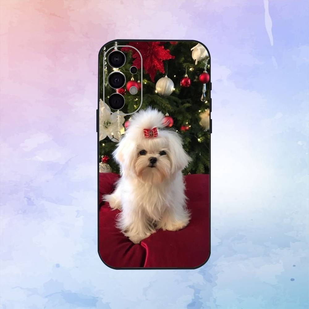 

China Line Puppy Maltese Dog Phone Case For Samsung S25,S24,S21,S22,S23,S30,Ultra,S20,Plus,Fe,Lite,Note,10,9,5G Black Cover Samsung S21Ultra
