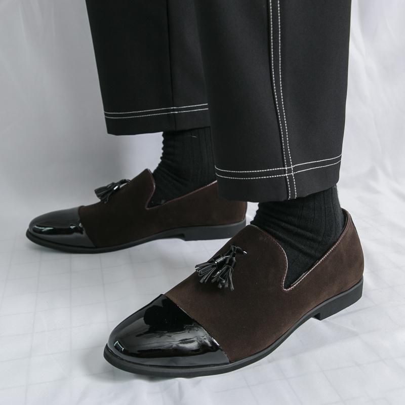 

Мужские лоферы кожаные индивидуальность формальные деловые туфли кофейные слипоны балетки свадебное платье выпускной туфли большого размера EU:46 коричневый