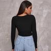 Spring and Summer New Long-sleeved Open-button Cardigan Top, Sexy Button-knitted T-shirt