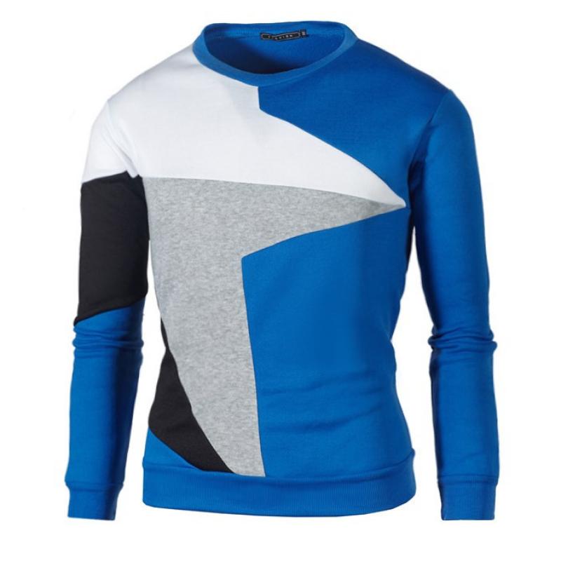 Autumn/winter Men's Casual Fashion Stitching Contrasting Casual Long-sleeved Pullover Sweatshirt