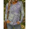 2025 Women's T-shirts Casual Long Sleeve Tops Vintage Paisley Graphic Tees Shirts Blouse O-neck Fall Winter Streetwear Pullover