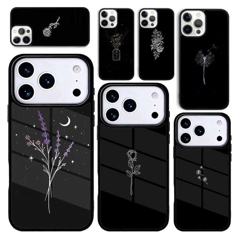 Capa Case for iPhone 17 Air 16 Pro Max 15 Plus 11 13 Mini 14 12 Back Phone Cover Minimal Aesthetics Flowers
