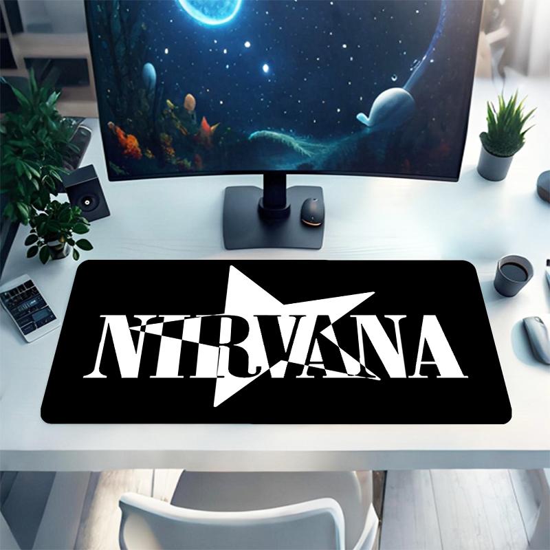 1Pc Nirvana Music Legend Gaming Mouse Pad Keyboard Desk Mat Non-slip Rubber Lock Edge Waterproof Computer Mousepad for Office Home Decor Y1357