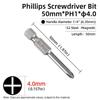50mm Phillips Screwdriver Bit PH00/PH0/PH1/PH2 1/4” Hex Shank Magnetic S2 Steel Cross Head Screw Driver Bits Hand Power Tools