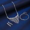 Exaggerated Rhinestone Claw Chain Tassel Necklace & Bride Jewelry Set