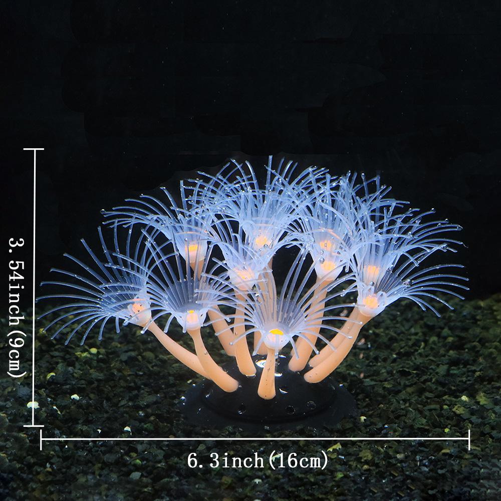 Fluorescence Artificial Coral Sunflower Plant for Aquarium Decorative Fish Tank Ornament,Safe for Fish Realistic Underwater Deco