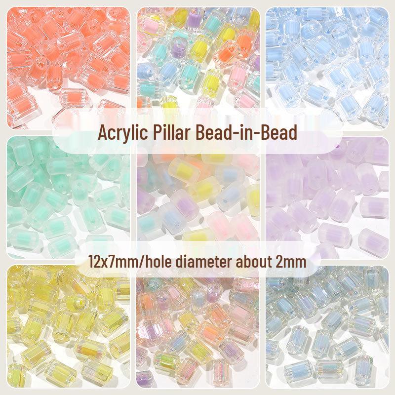 

Glossy Transparent Acrylic Column Beads for DIY Necklaces and Bracelets 12x7mm, Hole Approx. 2mm, 50 beads/bag