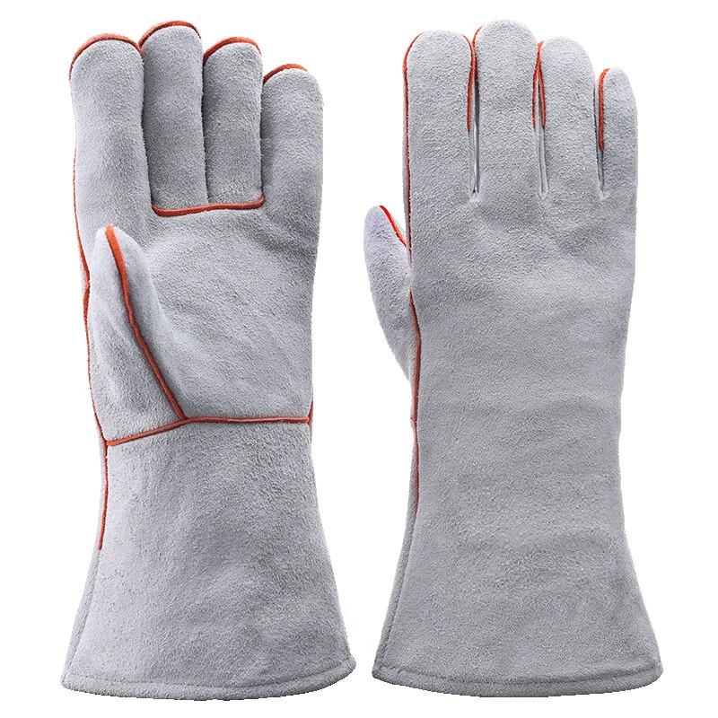 Grey Thickened Split Cowhide Welding Gloves