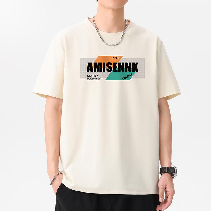 Amisennk Pattern 12 Colors Men's Short Sleeve T-Shirt 100% Cotton Streetwear Tee