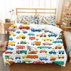 3PCS Carton Car Beding Set - Adorable Lovely Vehicle Character Print Cover, Fun Children Kids Young Boys Rom Decor