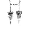 Abi Feng Gothic Punk Red Heart Skull Earrings with Rivets and Thorns
