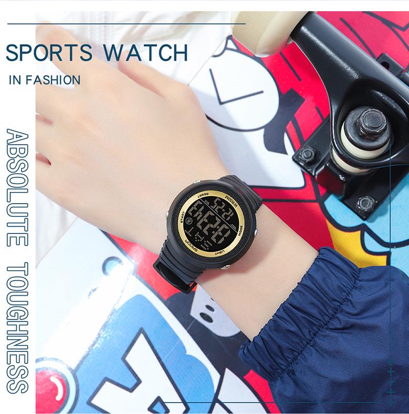 Sanda Trendy Korean Style Luminous Waterproof Watch for Outdoor Sports - Unisex Multifunctional Display.