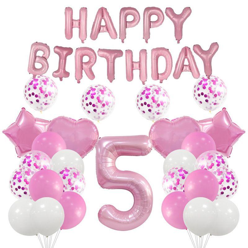 Pink Birthday Theme Pink Aluminum Film Balloon Set with Latex Sequin Balloon Decorations