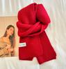 Korean ins simple solid color wool knitted scarf women's winter blue warm couple student neck scarf