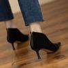 Suede high-heeled short boots women's autumn and winter pointed stiletto and ankle boots fashion boots high heels