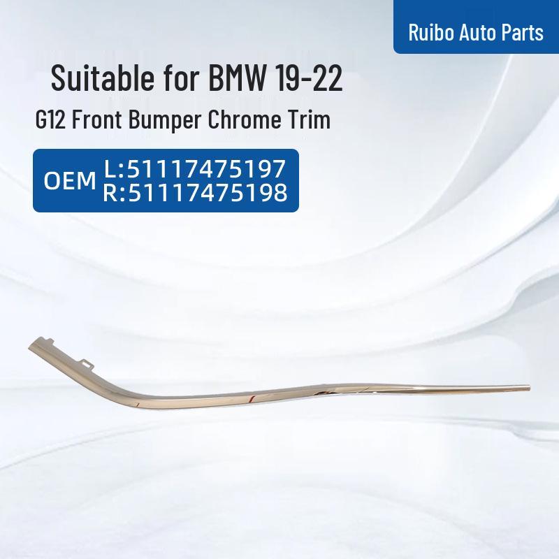 BMW G12 19-22 Front Bumper Chrome Trim Strip (Left: 51117475197, Right: 51117475198) 19-22 G12 Front Bumper Chrome Trim Strip