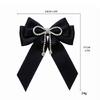 Women's Ribbon Bowtie Brooch Pin Student Uniform Pre Tied Necktie Clip Crystal Pearls Bowknot Corsage Shirt Jabot Collar
