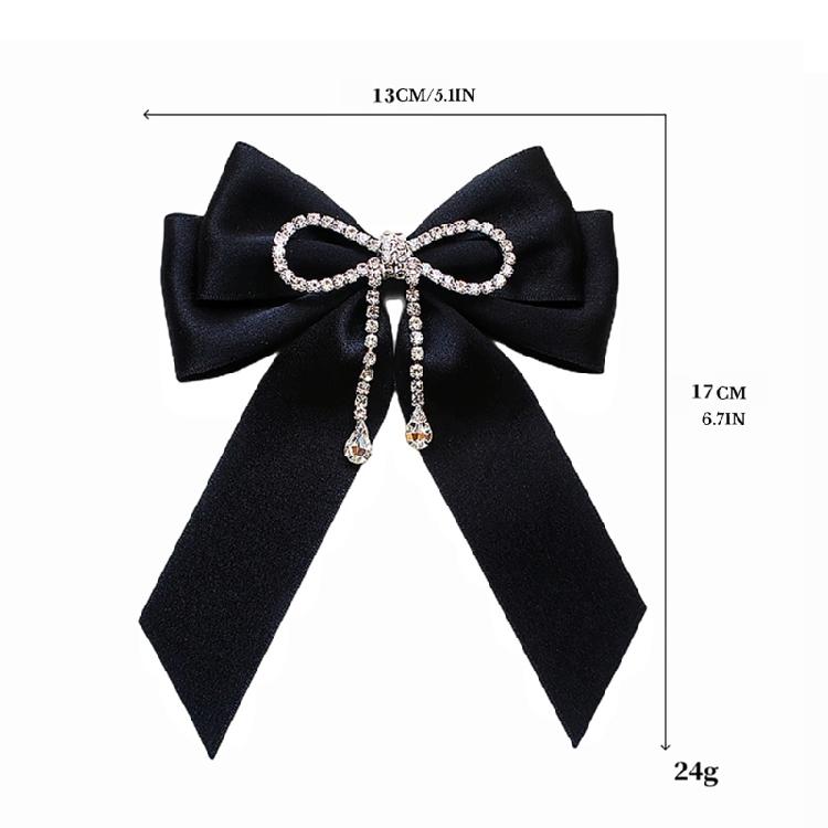 Women's Ribbon Bowtie Brooch Pin Student Uniform Pre Tied Necktie Clip Crystal Pearls Bowknot Corsage Shirt Jabot Collar