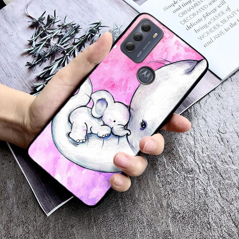 Cute Baby Elephants Phone Case For Moto G84 G23 G24 G31 G32 G41 G51 G52 G53 G54 G71 G82 G42 G62 G200 G Play G Stylus
