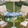 Outdoor Round Table Cover With Nature Print Waterproof Elastic Hem Patio Garden Deck
