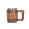 Handcrafted Wooden-Style Barrel Beer Mug with Stainless Steel Lining – Large Capacity