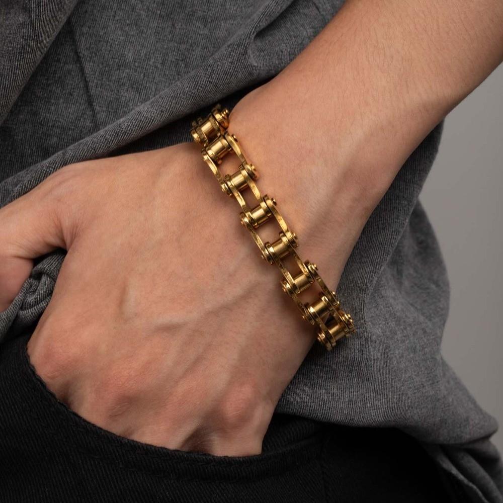 Adjustable Bike Chain Design Bracelet Stainless Steel Wrist Chain for Men Business Gift