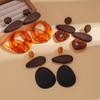 European & American Resin Wood Teardrop Heart Earrings: Ethnic Style Retro Fashion with Silver Needle