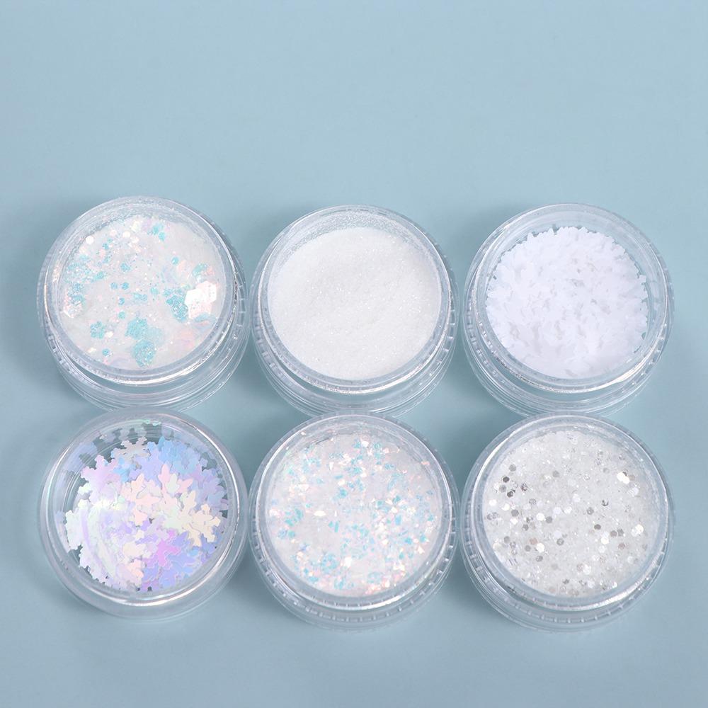 6Pcs/set Xmas Nail Accessories Christmas Nail Sequins Christmas Nail Woolen Powder  Party