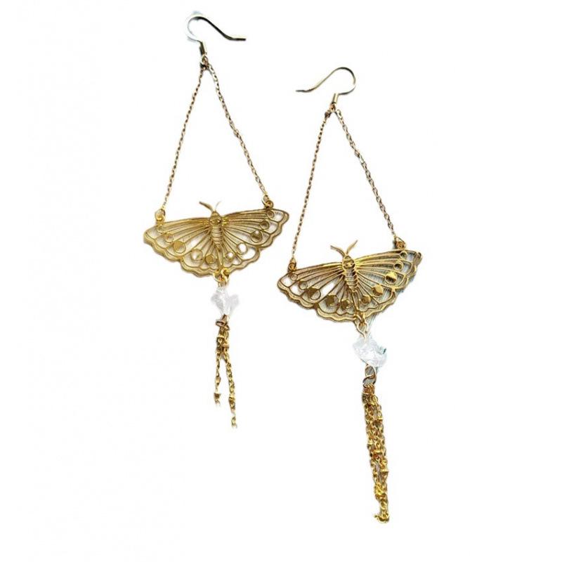 Elegant Butterfly Fairy Tassel Gold Long Chain Earrings