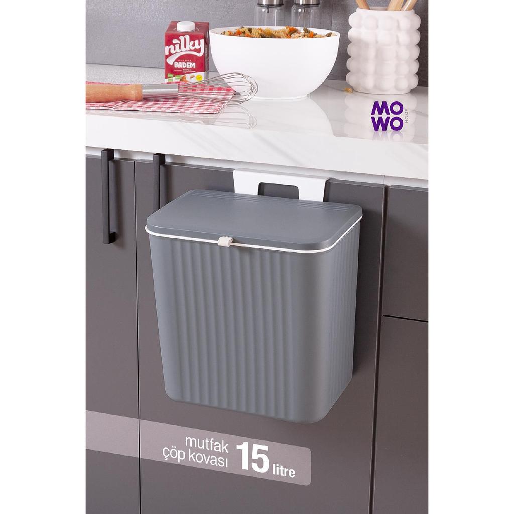 15 litrů bílý, funkční víko závěsný nebo kuchyňský odpadkový koš na desku – odpadkový koš z koupelny