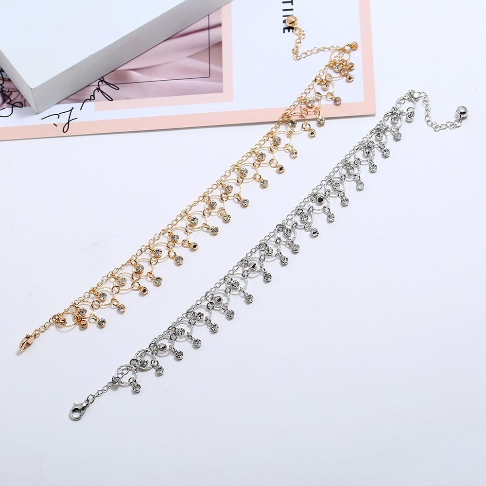 Nouvelle Mode Été Plage Chaîne de Pied Bijoux Pour Femmes Exquis Or Argent Couleur Strass Brillants Bracelets de Cheville Cheville