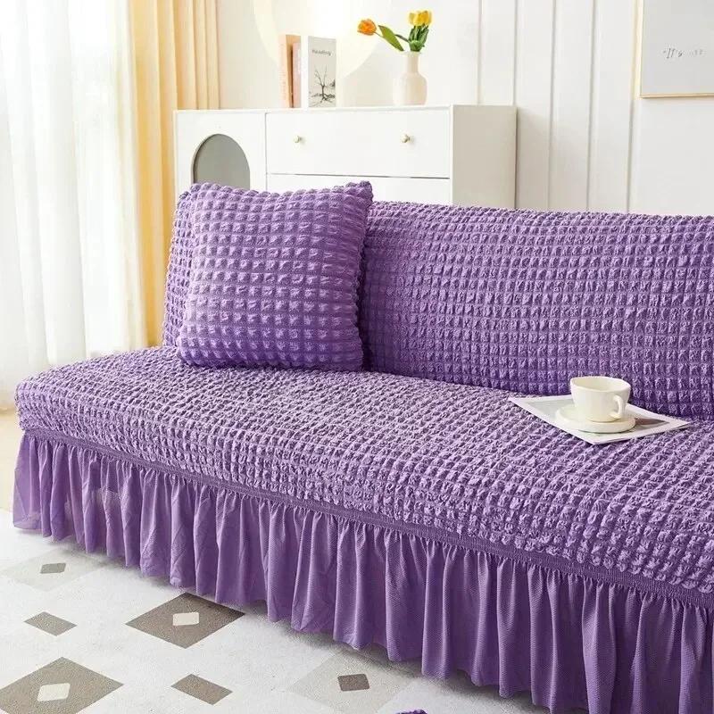 1PC S/M/L Seater Seersucker Sofa Slipcover High Stretch Couch Cover Thick Corner Sofa Protector Elastic Corner Couch Covers