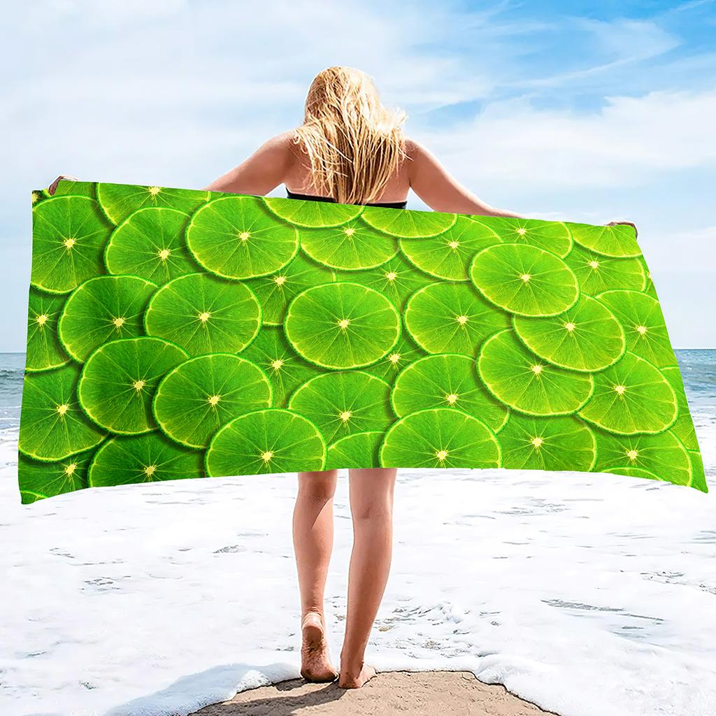 Lemon Printing Series Seaside Vacation Beach Towel Swimming Bath Towel Microfiber Sports Towel