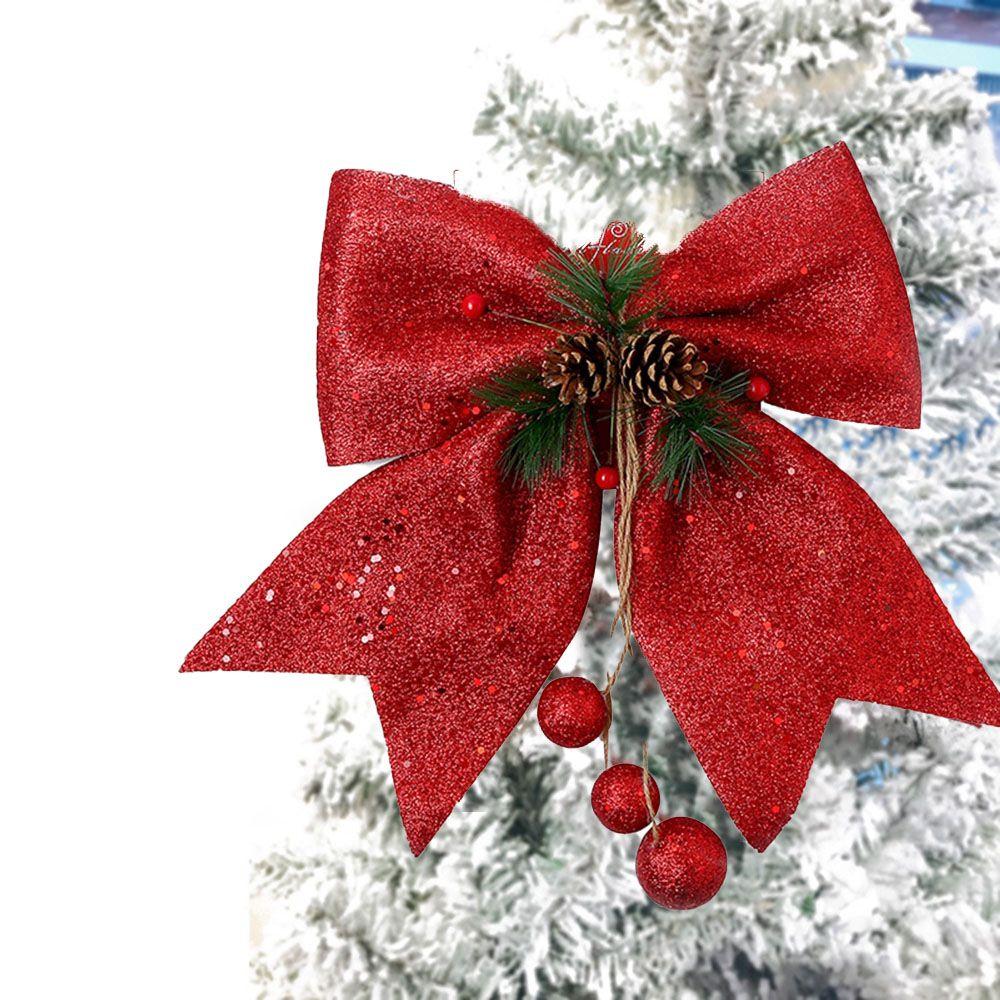 Cones Xmas Decorative Red Wreaths Durable Christmas Decoration Christmas Bow Bow Ties Home Ornament