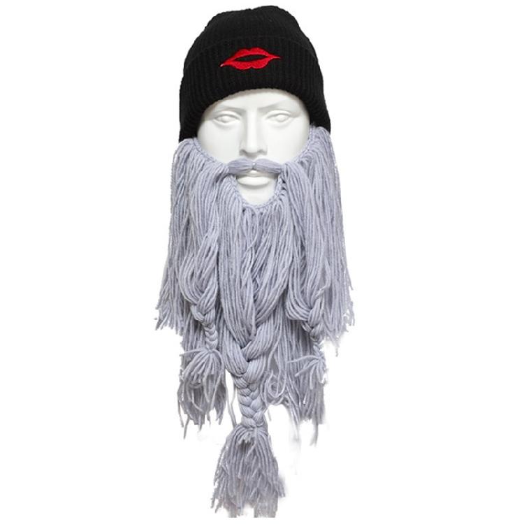 Thick Knit Beard Hat for Teen Handmade Funny Carnival Theater Performances Hat