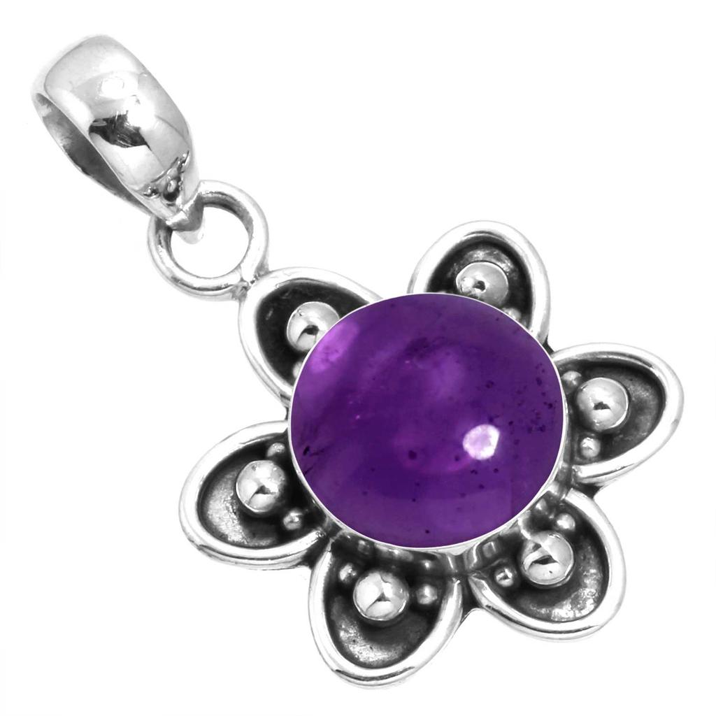 925 Sterling Silver Pendant Women Gemstone Handmade Jewelry Mothers' Day Gift Amber Amethyst Black Onyx Carnelian Garnet Quartz Green Onyx Gold Stone