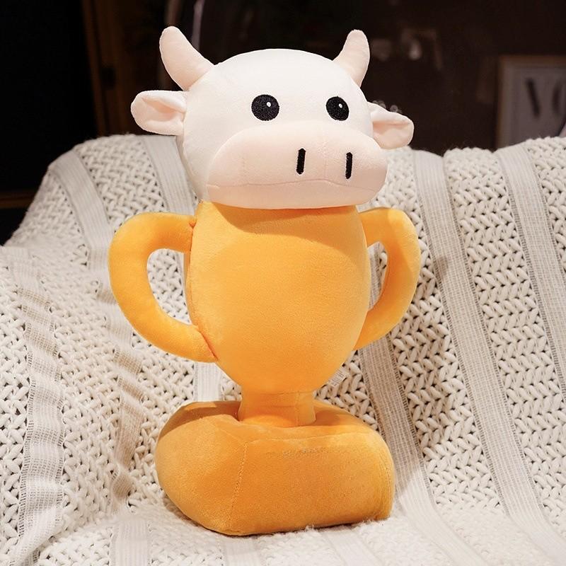 Creative Cow Shape Plush Toy With Shark Cup Design For Kids And Adults