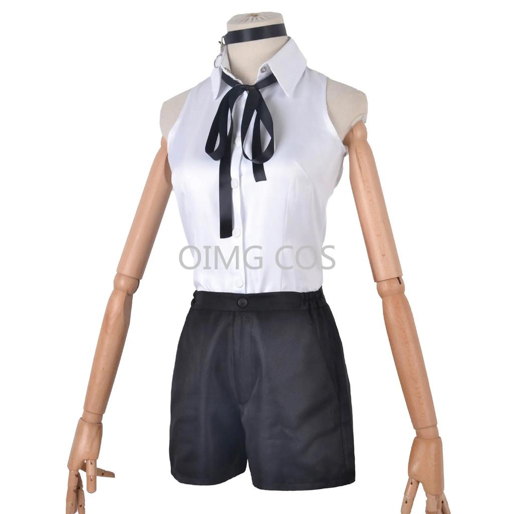 Chainsaw Reze Cosplay Costume Outfits Shirt Tie Short Wig Neck Ring Women Anime Uniform Halloween