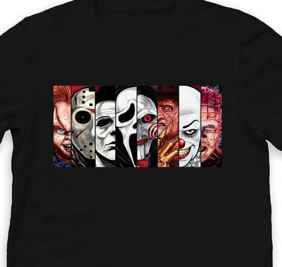 Horror Movie All Star Halloween T-Shirt Chucky Jason Freddy Ringspun Cotton Tee